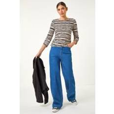 Black Blouses Roman Stretch Textured Stripe Top Black