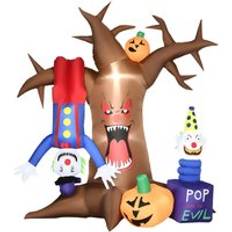 Brown Inflatable Decorations OutSunny Outsunny 7' Inflatable Halloween Ghost Tree w/ Upside-down Clown Pumpkins LEDs