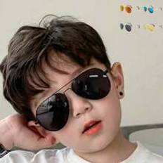 Shein 1pc Stylish Pilot Aviator Sunglasses For Kids Boys And Girls, Anti-UV, Colorful Reflective Lens, Frog