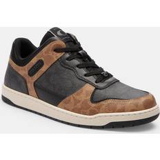 Coach Men Sneakers Coach C201 Sneaker In Mixed Signature Canvas Black/tan