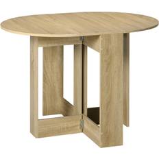 Furniture Homcom Space-Saving Drop Leaf Oak Dining Table 76x104cm