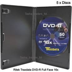 Traxdata DVD Optical Storage Traxdata 5 x ritek dvd-r full face 16x 4.7 gb inkjet printable discs jewel case