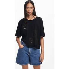 Desigual Plain T-shirt details BLACK