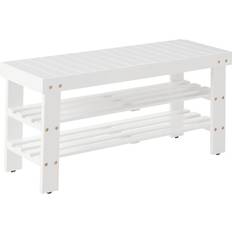 Roundhill Furniture Pina Quality White Storage Bench 34x18"