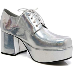 Grey Shoes Fancy Dress Ellie Shoes Hologram Pimp Shoes for Men Silver