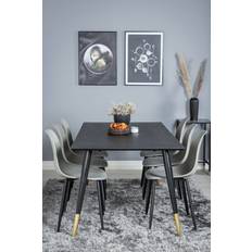 Stål Bordsgrupper Venture Home Dipp Black/Gold/Grey Bordsgrupp 90x180cm 7st