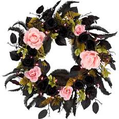 Polyester Decorations National Tree Company Artificial Cute and Creep Halloween Wreath Black/Multicolour Decoration 5.5"