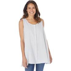 Linen Tank Tops Woman Within Plus Button-front Linen Tank