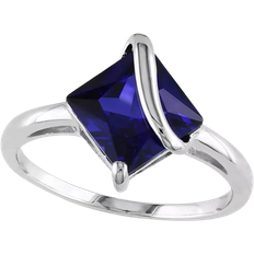 Macy's Square Swirl Ring - Silver/Sapphire