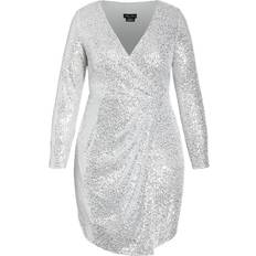 Sequins - Short Dresses City Chic Razzle Dress Plus Size - Silver