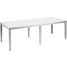 Tavoli da Pranzo da Esterno ProGarden Tavolo Queen Allungabile da 150 a 220 cm Bianco Rettangolare Effetto Rattan