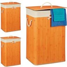 Orange Laundry Baskets & Hampers Relaxdays Bamboo Laundry Basket Set 3x 65.5 x 43.5 x 33.5 cm Orange