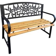 Acier Bancs de Jardin Noir REO Avec Bois Laqué 118 cm Banc de Jardin