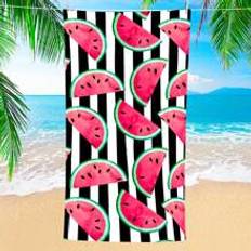 Microfiber - Randiga Handdukar Shein Striped Watermelon Pattern Beach Towel 1 pc Handduk Multifärgad