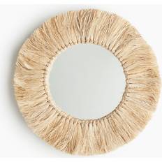 H&M Straw Frame Light Beige Wall Mirror 39cm