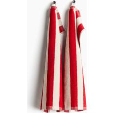 H&M 2-pack Cotton Terry Guest 30 x 50 Guest Towel Red, White (50x30cm)