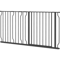 Pawhut Hunde Hundeschutzgitter 75-145 cm 2-Wege-Öffnung Stahl Schwarz