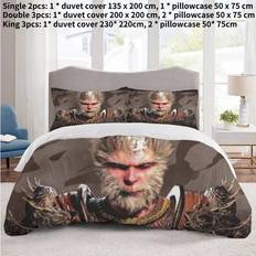 Veishet Myth Wukong Game 3d Quilt Bedding Set Pillowcase Single Double Duvet Cover Black