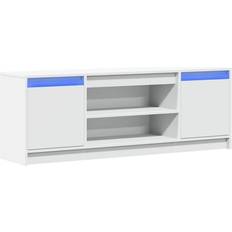 vidaXL Cabinet With LED White 139.5 x 34 x 50 cm TV Bench