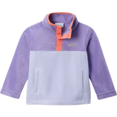 Hiking Fleece Jackets Children's Clothing Columbia Toddler's Steens Mtn II Quarter Snap Fleece Pullover - Snowdrift/Paisley Purple