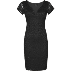 Connected Gracie Sequin Lace Dress - Black