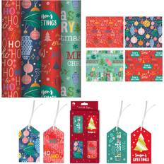  Gift Wrapping Papers Christmas With Matching Tags 4-pack