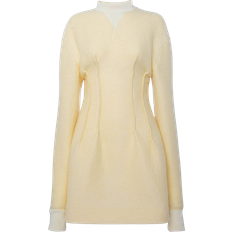 JW Anderson Textured Long Sleeve Hourglass Dress - Pale Yellow