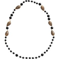 Dolce & Gabbana Halskæder Dolce & Gabbana Gold Tone Brass Beaded Long Chain Necklace Sort