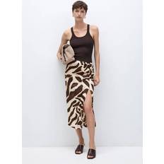 Fabric - Women Skirts Mango Animal-print draped skirt brown Women