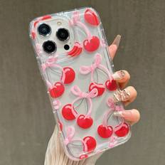 Shein Bowknot Cherry Pattern Shockproof Soft Cow Print Phone Case for iPhone