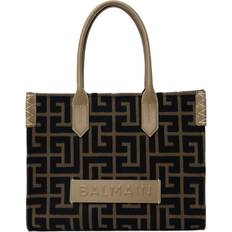 Totes & Shopping Bags Balmain B Army Medium Shopper Tote Bag in Monogram Jacquard KAKI/NOIR