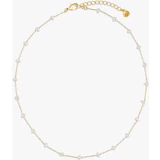Orelia Stationed Chain Necklace - Gold/Pearls