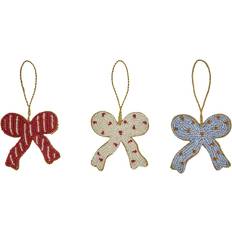 Bomull Julgranspynt OYOY Bow Hanger Cherry Red/Off-White/Blue Julgranspynt 9cm 3st