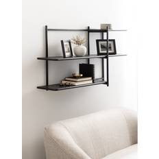 Fiberboards Shelves Kate and Laurel Ramone Three-Tiered Black Wall Shelf 42"