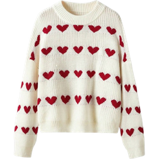Shein ROMWE Kawaii Heart Pattern Drop Shoulder Sweater