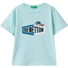 United Colors of Benetton Kid's Print Short Sleeved T-shirt - Green Water