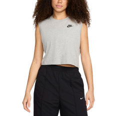 Nike Women's Sportswear Club Sleeveless Cropped Top - Dark Grey Heather/Heather/Black