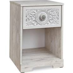 Bedside Tables Signature Design by Ashley Signature Nightstands Whitewash Bedside Table 19.6x15.6"