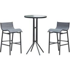 Bistro Sets Simplie Fun 3-Piece with Round Table & Bar Chairs in Charcoal Gray 1 Count Bistro Set