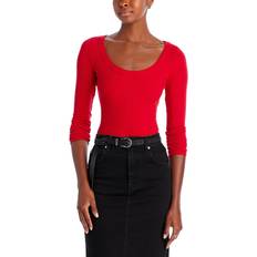 Aqua Tops Aqua Long Sleeve Ribbed Tee Exclusive Red