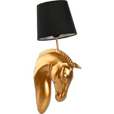 Belysning Home ESPRIT Vägglampa Svart Gyllene Häst 220V Väggarmatur