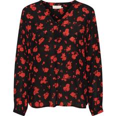 Røde Bluser Kaffe Amber Floral Top, Black/Red