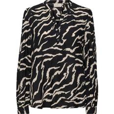 Wool Blouses Kaffe Blouses, female, Black, Zebra Print Blouse Top & T-Shirt