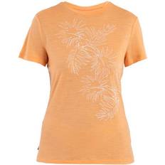 Wool T-shirts Icebreaker Merino Tech Lite Winter Floral Short Sleeve T-shirt Orange Woman