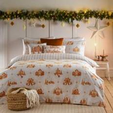 Orange Duvet Covers Furn Gretel Brushed Cotton Set - Super King Duvet Cover Orange, White