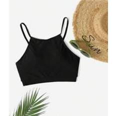 Shein Summer Beach Solid Adjustable Strap Tankini Top