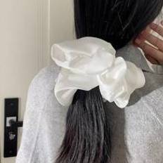 Shein 1pc White Faux Silk Super Large Fluffy Soft Smooth Texture Hair Scrunchie