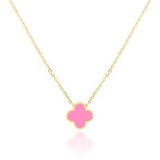 Rose Gold Necklaces Bubblegum Pink Single Clover Necklace