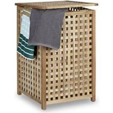 Relaxdays Walnut Laundry Hamper 67.5 x 45.7 x 45.7 cm