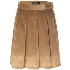 Natural - Women Skirts Weekend Max Mara Womens Hazelnut Brown Zucca Pleated Corduroy Mini Skirt HAZELNUT BROWN